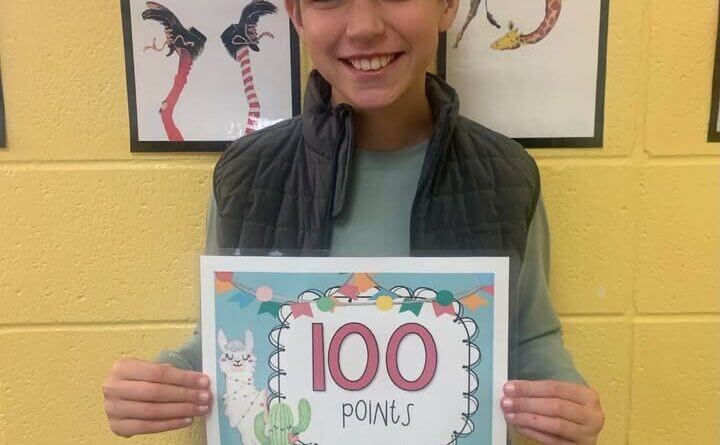 Fourth grader, Cooper Leslie, recently earned 100 AR points!