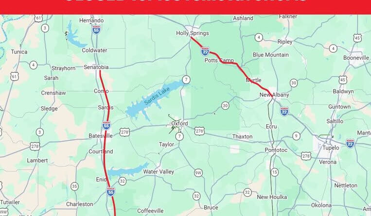 BREAKING: I-22 Union County on I-22 WB between MS 30 W / West New Albany / Oxford EX 61 and MS 4 / M