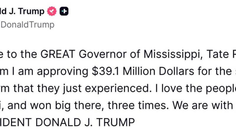 I just got off the phone with a great friend of the people of Mississippi- President Donald J
