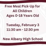 Free meal event for children at New Albany High School Come to the high school for a free meal!
