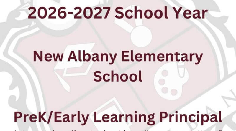 New Albany Elementary School has a position opening for the 2026-2027 school year for PreK/Early Lea