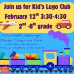 New Albany Students Invited to Free LEGO Club on February 12 2nd-8th grade students, join us for LEGO club on February 12th from 3:30-4:30!