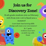 Students in grades K-8 invited to free Discovery Zone event in New Albany K-8th grade students, join us for Discovery Zone on February 10th, 2026 from 3:30-4:45