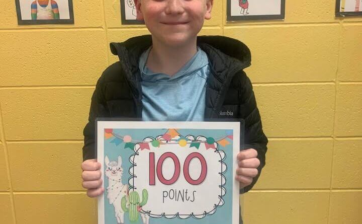 Fourth grader, Brayden Ard, earned 100 AR points!