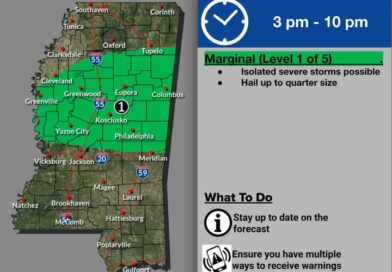 The National Weather Service in Jackson has issued a marginal risk for severe weather for a portion