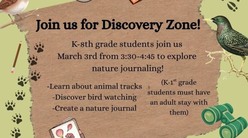 K-8th grade students, join us for Discovery Zone!