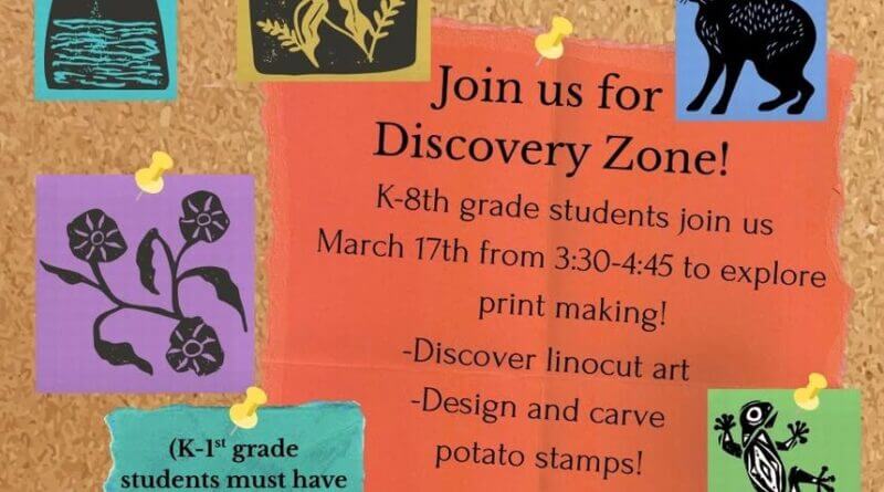 Free After-School Discovery Zone Offers Printmaking and Art Activities for K-8 Students in New Albany K-8th grade students, join us for Discovery Zone!
