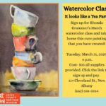 Watercolor Class with Rhonda Grammer Scheduled for March 31, 2026 Join us for watercolor class with Rhonda Grammer on March 31, 2026 at 6 p.m