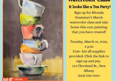 Join us for watercolor class with Rhonda Grammer on March 31, 2026 at 6 p.m