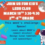 Students in grades 2-8 invited to LEGO club at New Albany school 2nd-8th grade students, join us for LEGO club on March 19th from 3:30-4:30!
