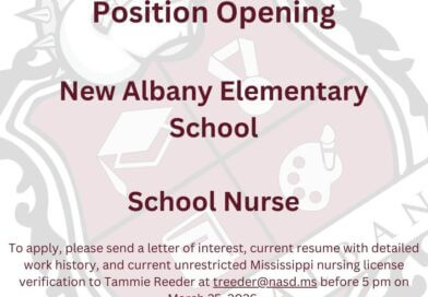 New Albany School District has a position opening for School Nurse-New Albany Elementary School