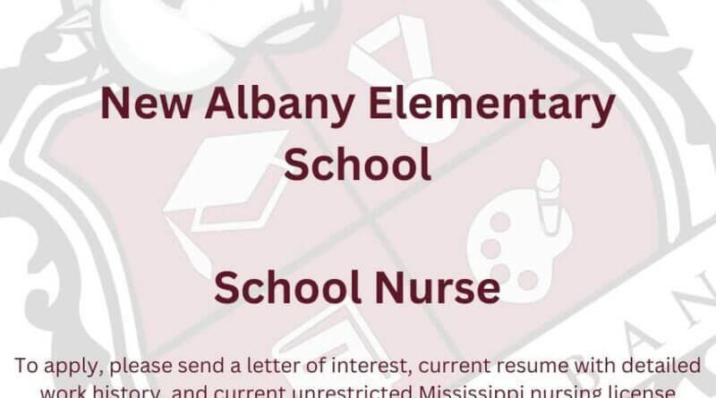 New Albany School District has a position opening for School Nurse-New Albany Elementary School