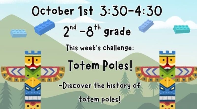 2nd -8th grade students, join us for FREE Lego Club on October 1st from 3:30-4:30!