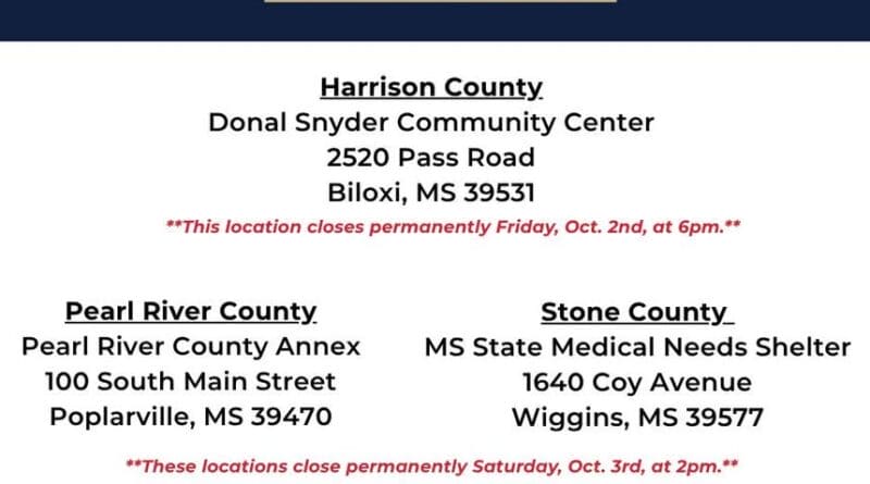 Please note the upcoming closures of Disaster Service Centers: