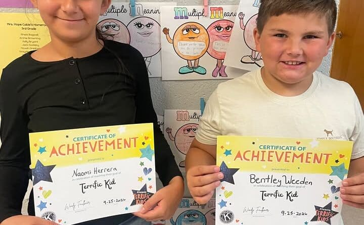 Mrs. Hope’s Terrific Kids for September are Naomi Herrera and Bentley Weeden!