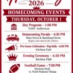High School Football Game and Homecoming Events Moved to Thursday Due to Weather 🏈❤️ HOMECOMING UPDATE!