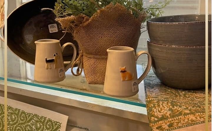 Whimsy up your kitchen with fun ceramic pieces and textiles from Calico Mushroom