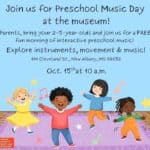 Preschool Music Event Scheduled for October 15 We love preschool music!