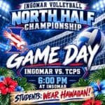 North Half volleyball championship game scheduled for Tuesday 🏐🌺 NORTH HALF CHAMPIONSHIP GAME DAY!