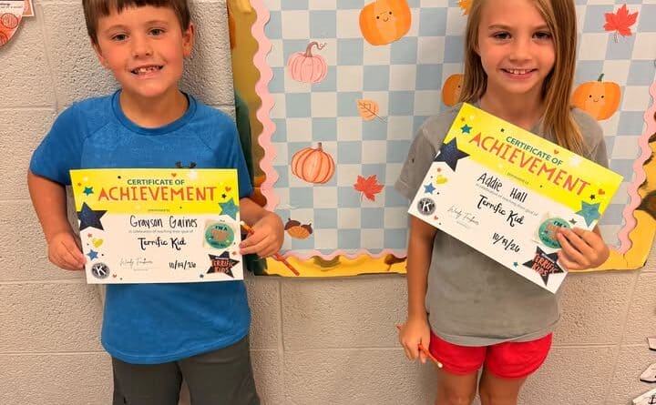 Mrs. Alandra’s Terrific Kids for September are Grayson Gaines and Addie Hall!