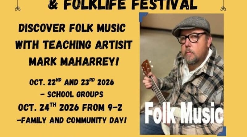 Join us Saturday, October 24th from 9-2 to discover folk music with teaching artist Mark Maharrey