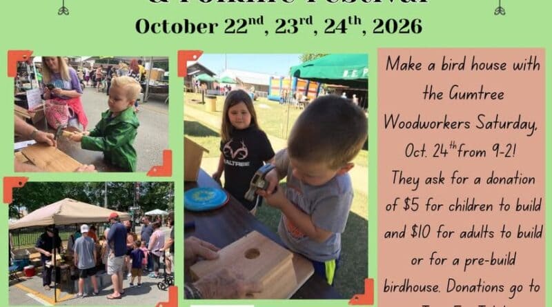 Join us on Saturday, October 24th from 9-2 to make a birdhouse with the Gumtree Woodworkers!