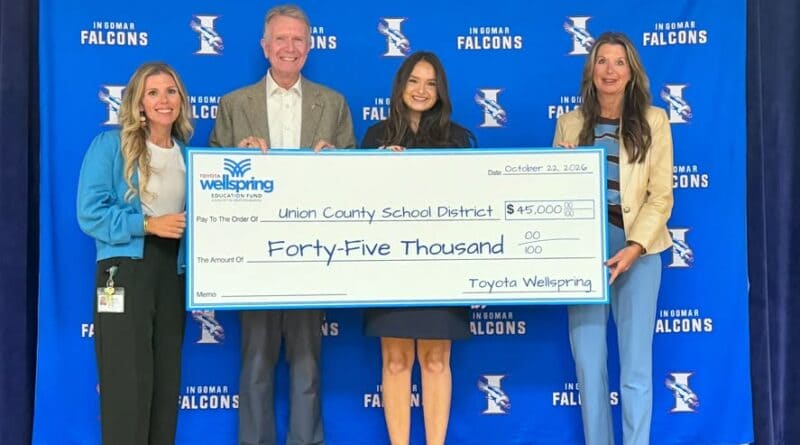 Union County School District is grateful to receive a **$45,000 grant from the Toyota Wellspring Edu